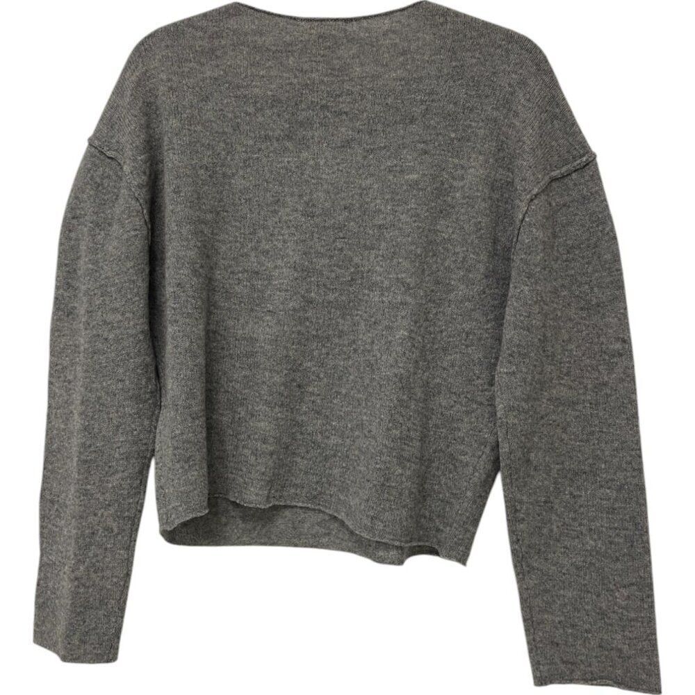 Massimo Dutti Women Sweater M Medium Knit Gray Crop shoulder seams 5727/621 NWT - Picture 4 of 7